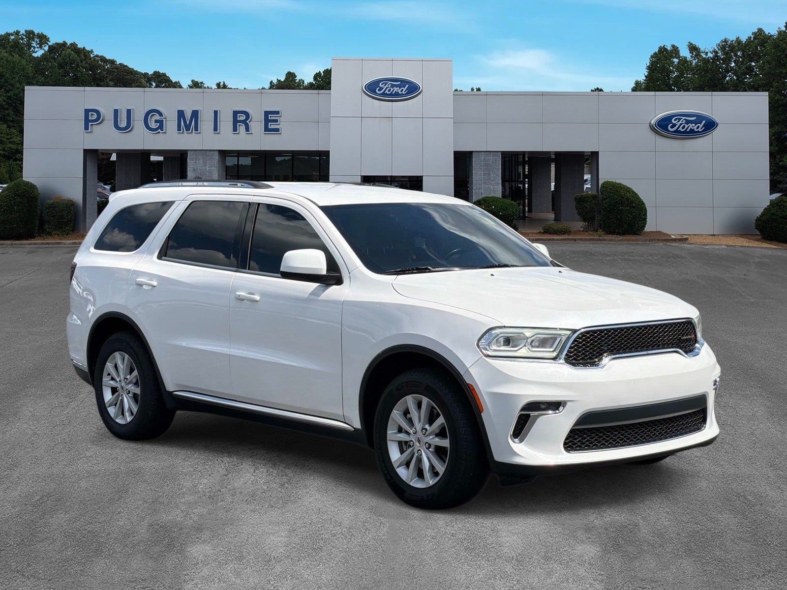 2021 Dodge Durango SXT in White — front three-quarter view