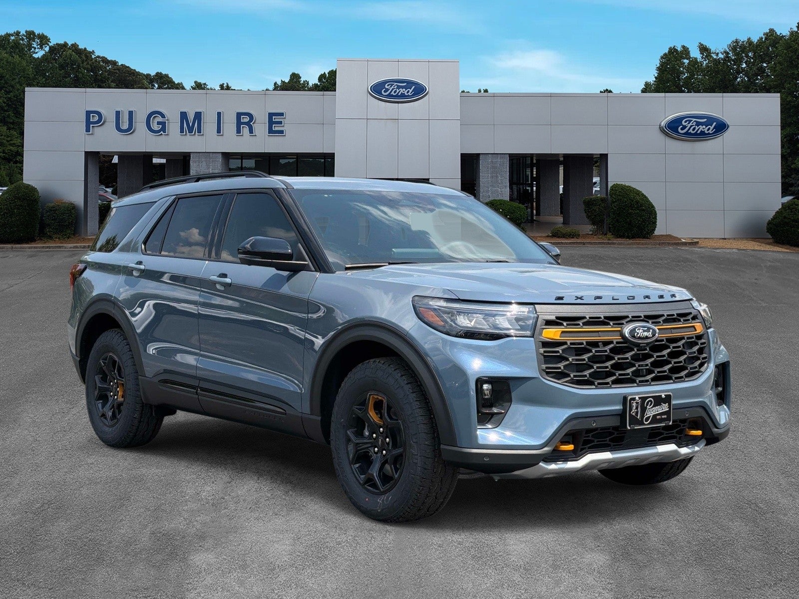 2026 Ford Explorer TREMOR 4WD in Vapor Blue — front three-quarter view