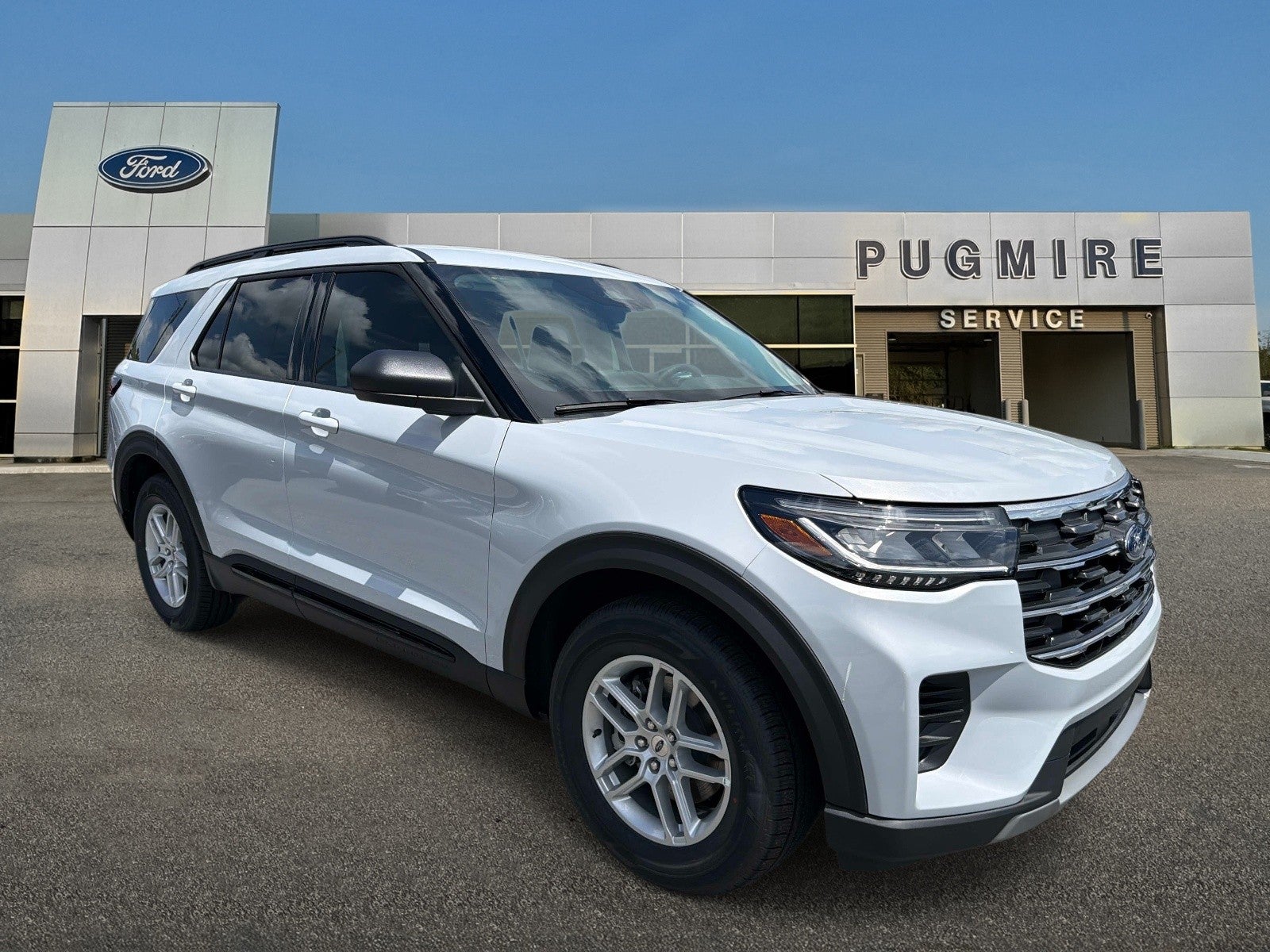 2026 Ford Explorer ACTIVE W/200A PKG RWD in Space White Metallic — front three-quarter view