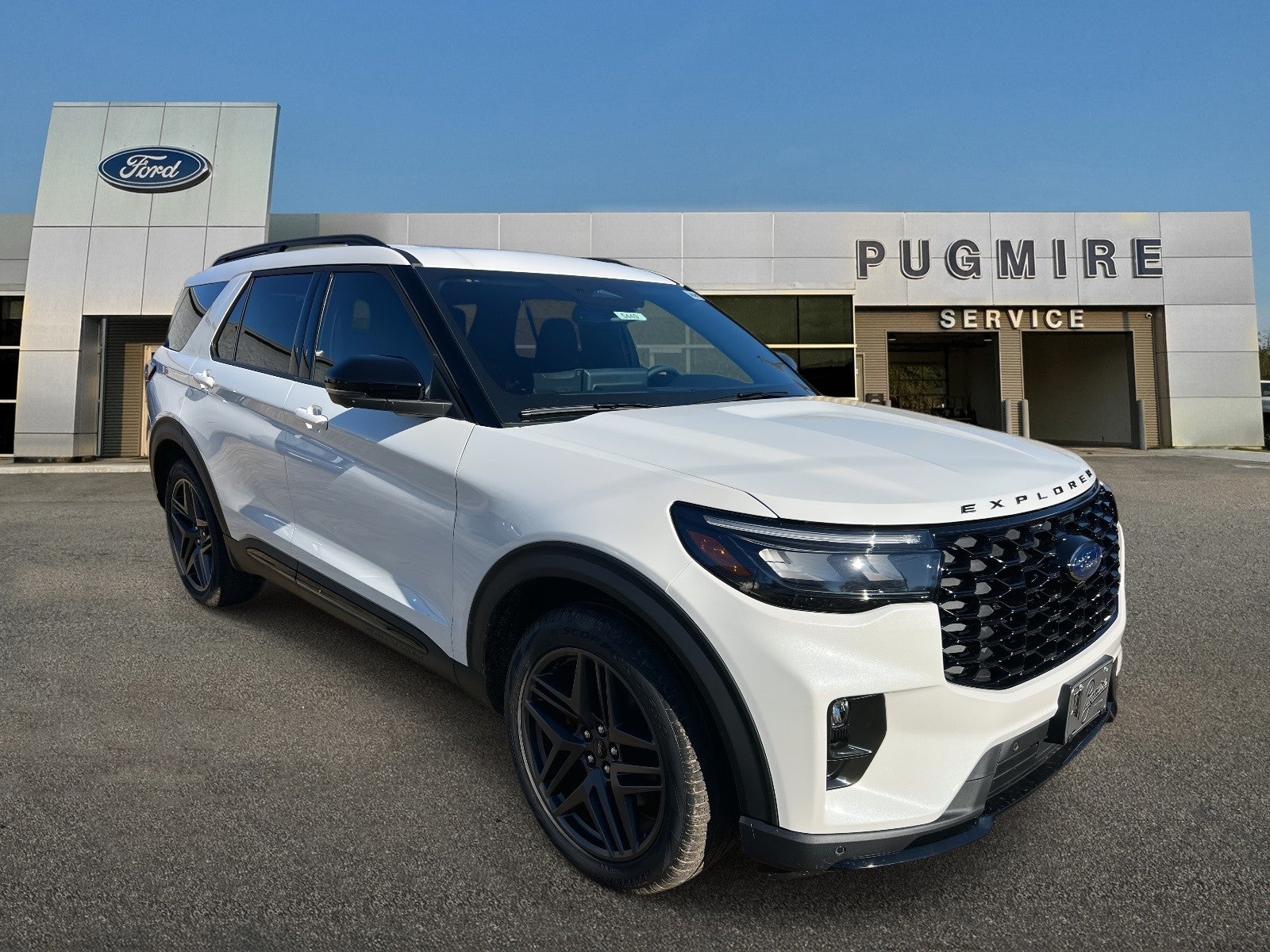 2026 Ford Explorer ST RWD in White — front three-quarter view