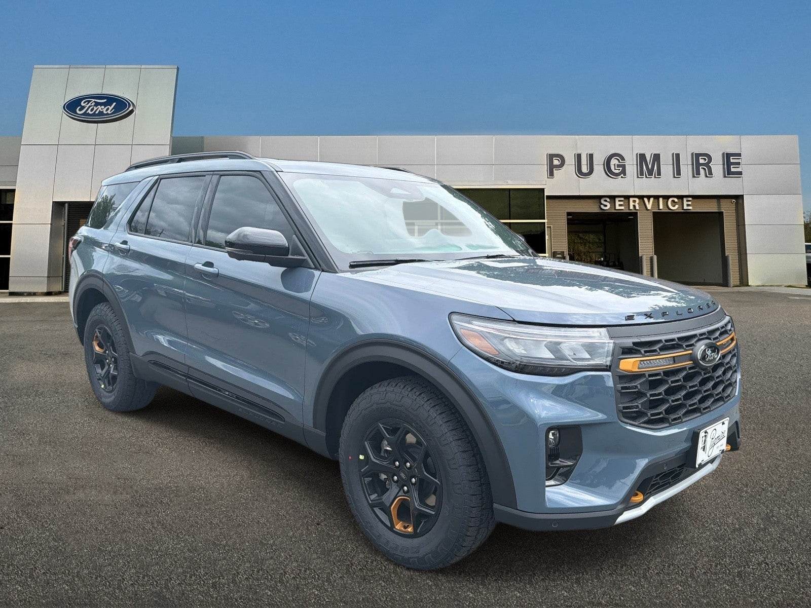 2026 Ford Explorer TREMOR 4WD in Vapor Blue — front three-quarter view
