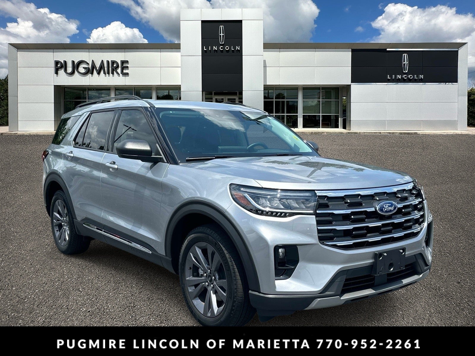 2025 Ford Explorer Active in Iconic Silver Metallic — front three-quarter view