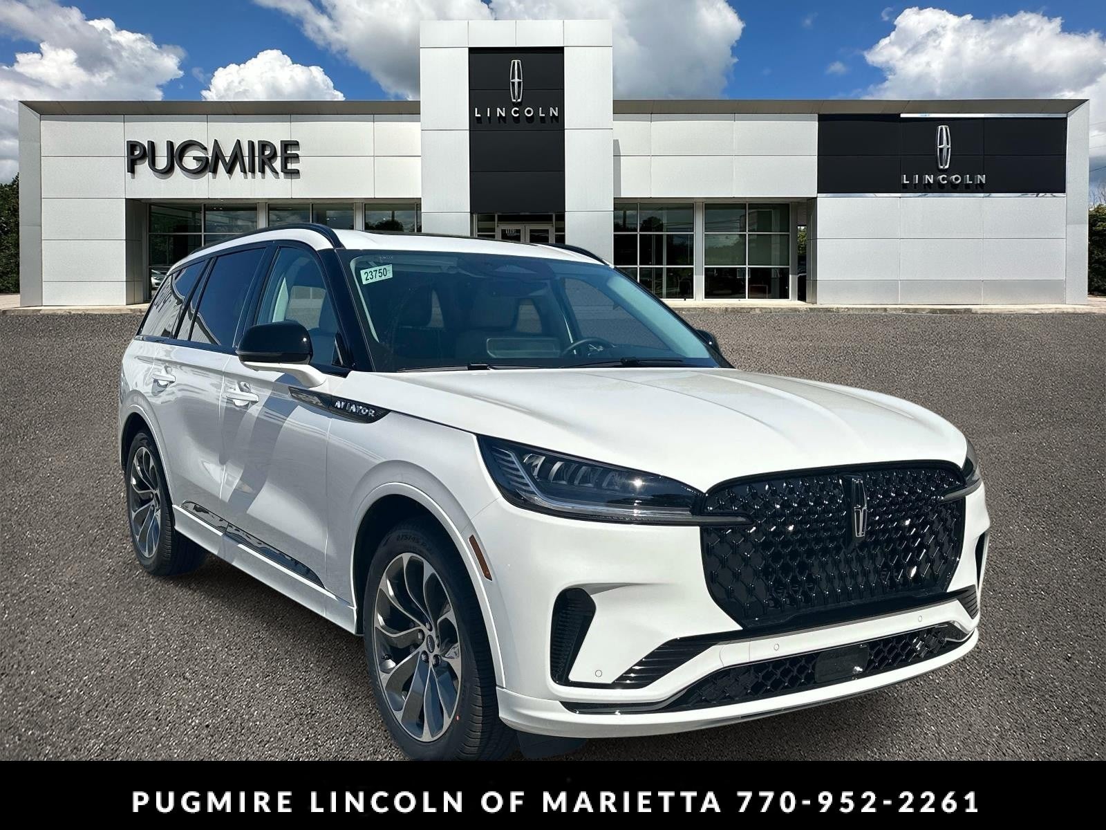 2026 Lincoln Aviator Premiere in Pristine White Metallic Tri-Coat — front three-quarter view