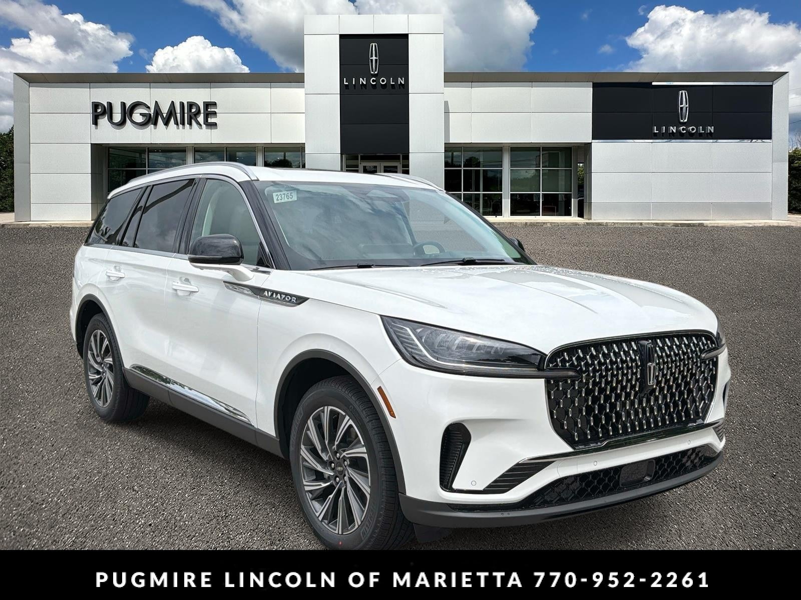 2026 Lincoln Aviator Premiere in Pristine White Metallic Tri-Coat — front three-quarter view