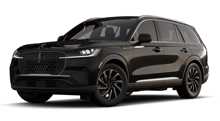 2026 Lincoln Aviator Premiere in Infinite Black Metallic Clearcoat — front three-quarter view