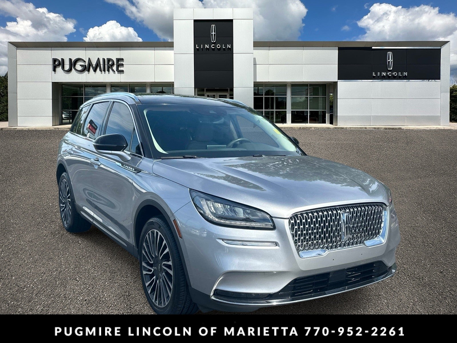 2021 Lincoln Corsair Reserve in Silver — front three-quarter view