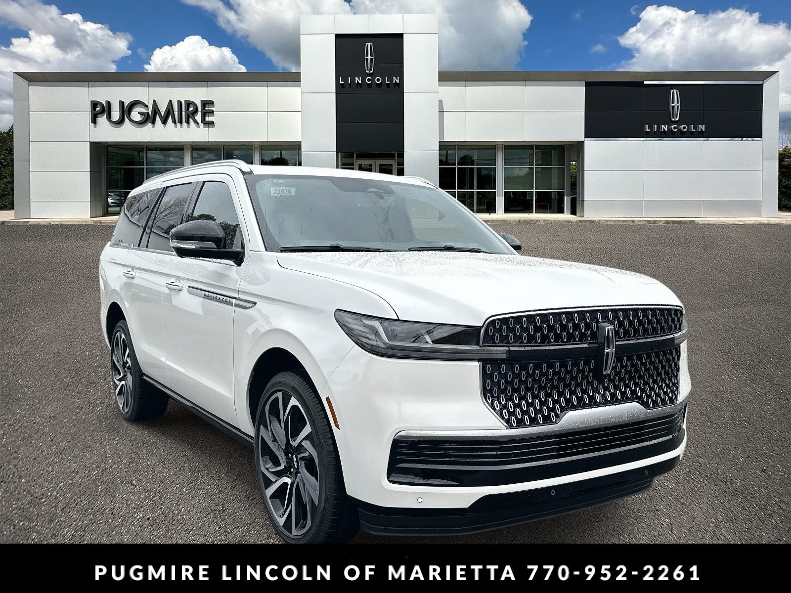 2026 Lincoln Navigator Reserve in Pristine White Metallic Tri-Coat — front three-quarter view