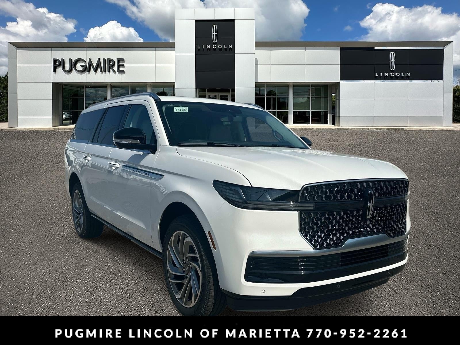 2026 Lincoln Navigator L Reserve in Pristine White Metallic Tri-Coat — front three-quarter view