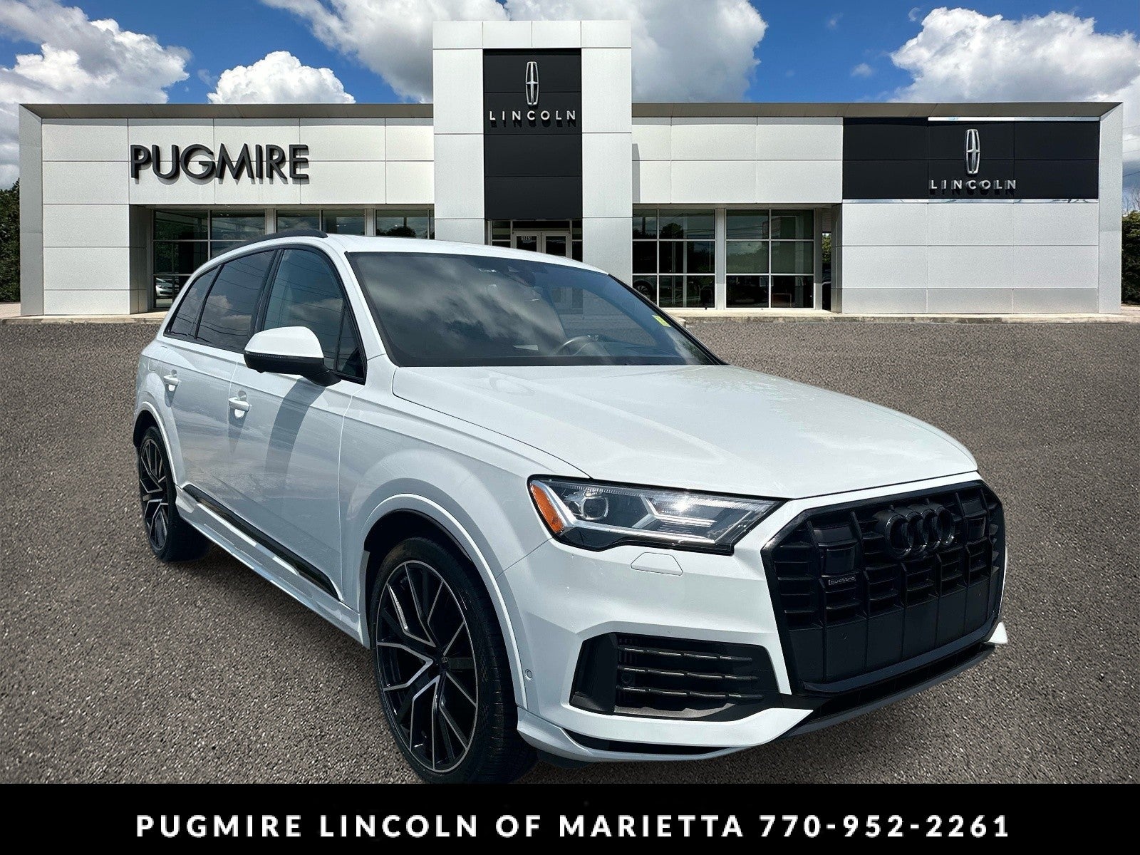 2023 Audi Q7 Prestige in Glacier White Metallic — front three-quarter view