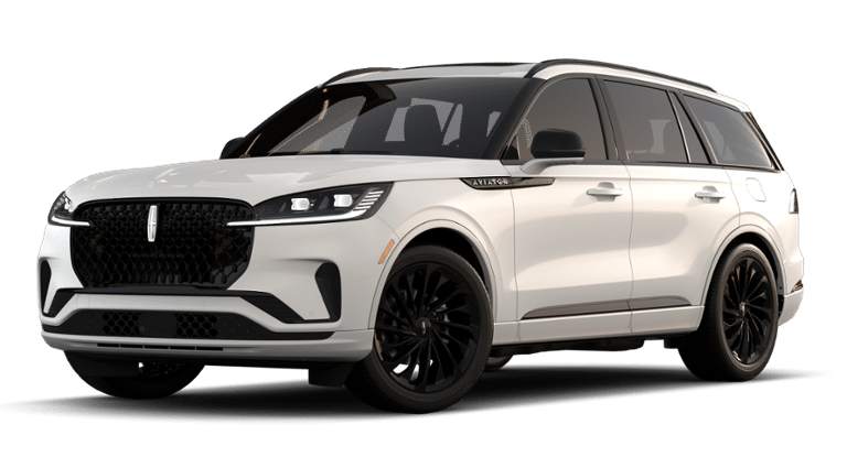 2026 Lincoln Aviator Reserve in Pristine White Metallic Tri-Coat — front three-quarter view