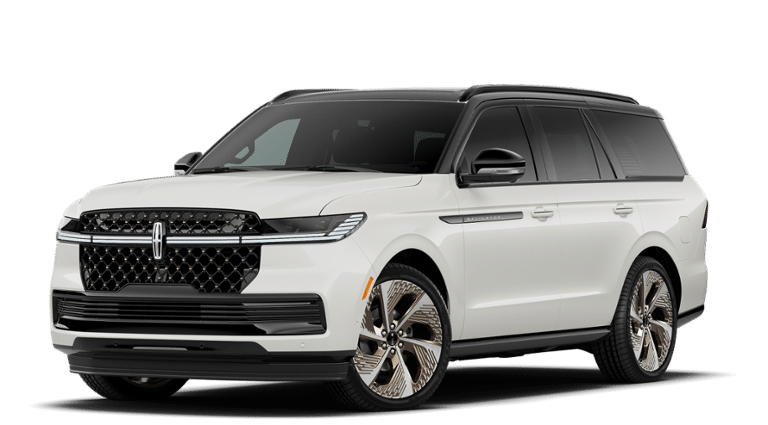 2026 Lincoln Navigator Black Label in Pristine White Metallic Tri-Coat — front three-quarter view