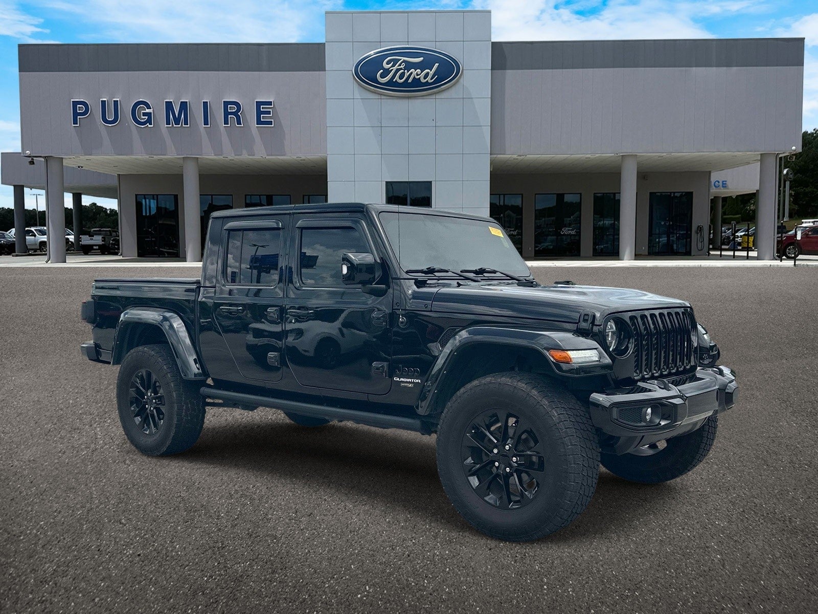 2022 Jeep Gladiator HIGH ALTITUDE 4X4 in Black Clearcoat Black — front three-quarter view