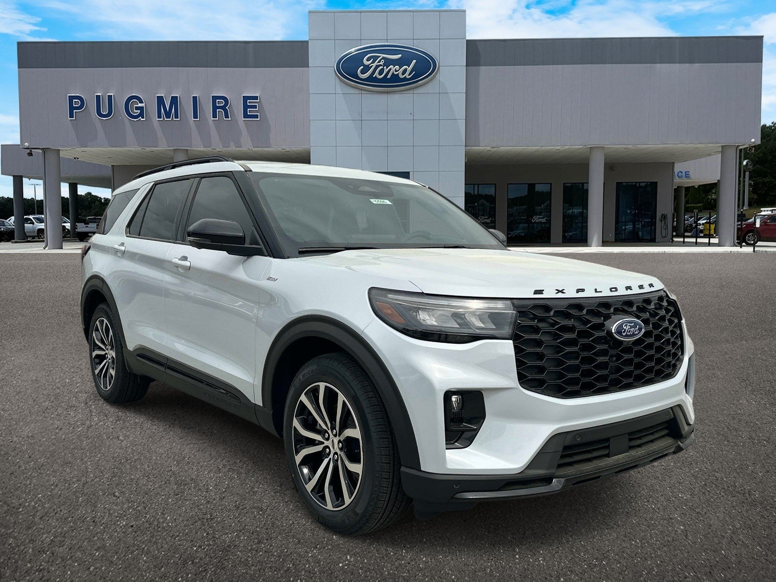 2026 Ford Explorer ST-LINE RWD in Space White Metallic — front three-quarter view