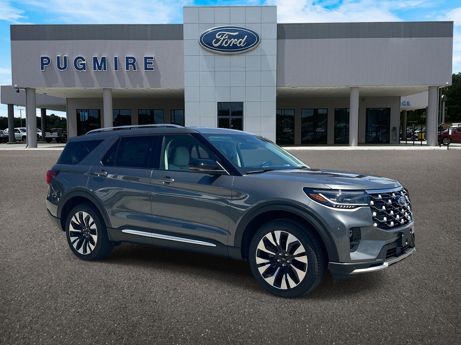 2026 Ford Explorer PLATINUM 4WD in Gray — front three-quarter view