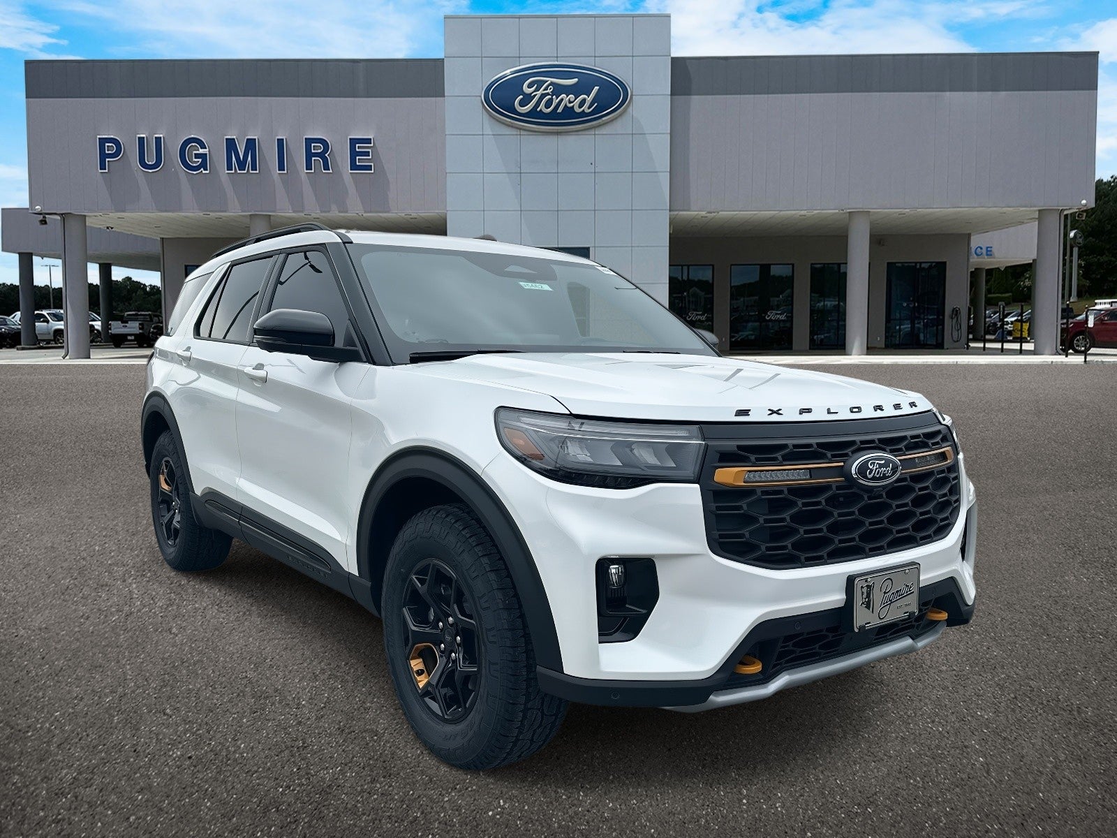 2026 Ford Explorer TREMOR 4WD in Star White Met Tri-Coat — front three-quarter view