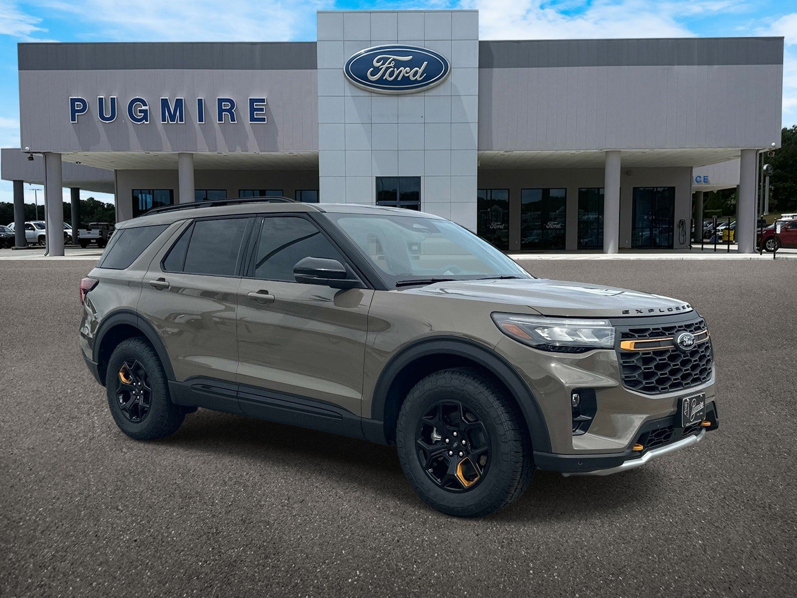 2026 Ford Explorer TREMOR 4WD in Marsh Gray — front three-quarter view